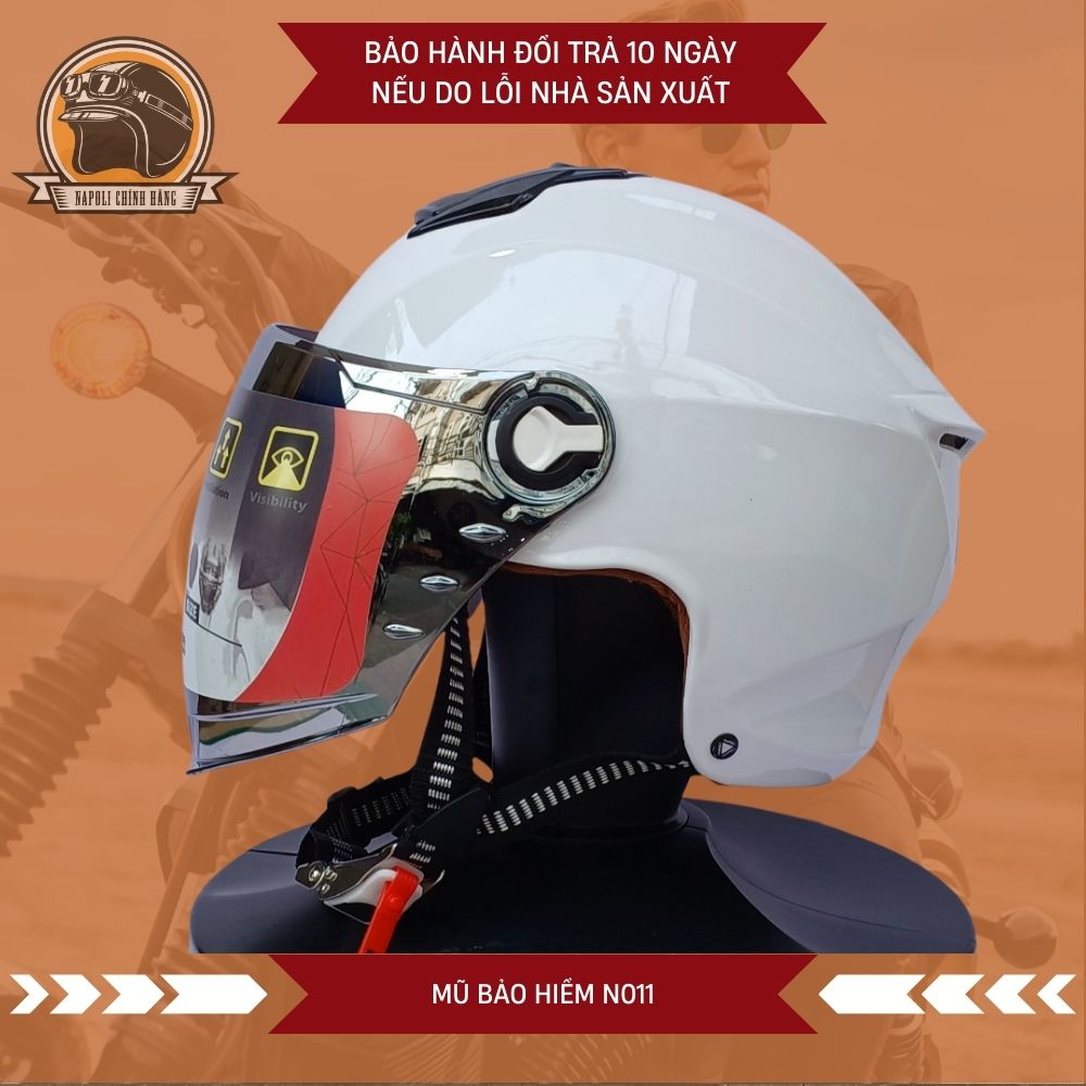 Mũ Bảo Hiểm Napoli Nửa Đầu N011 Kính Đủ Màu [CHÍNH HÃNG] [FREESHIP] - Nón Bảo Hiểm 1/2 Có Lưỡi Trai