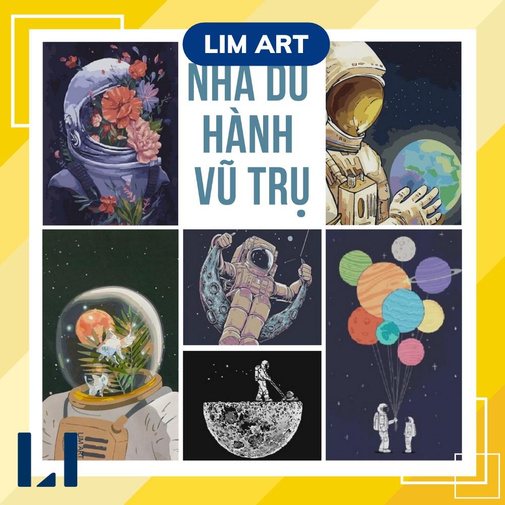 Tranh sơn dầu số hoá có khung LIM Art -Tranh tô màu theo số phi hành gia. nhà du hành vũ trụ