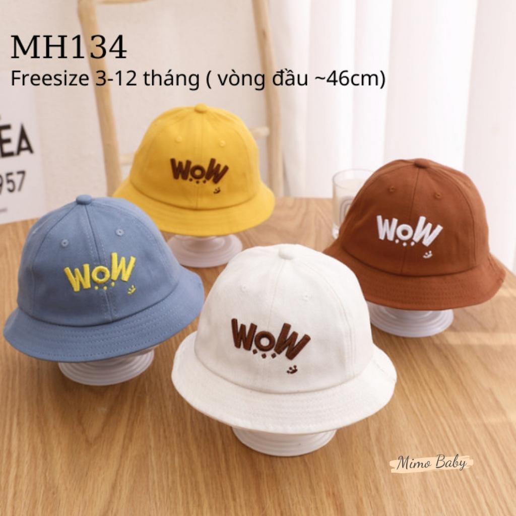 Mũ tai bèo họa tiết chữ WOW dễ thương cho bé MH134 Mimo Baby