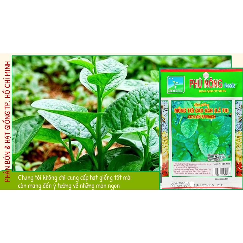 Hạt Giống Mồng Tơi Cao Sản Mồng Tơi Lá To 20Gr - Phú Nông Seeds - Shop Phân Bón và Hạt Giống