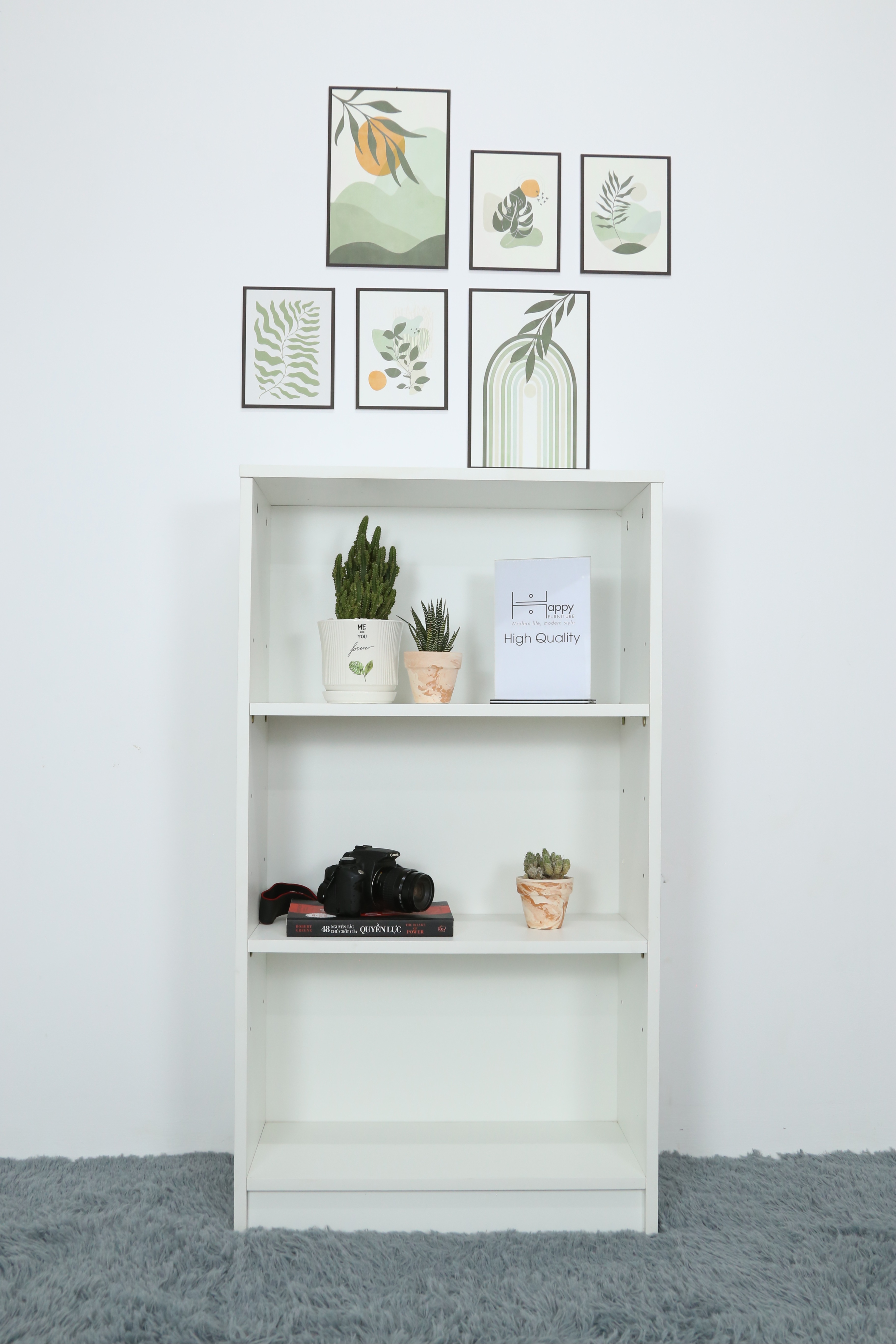 HAPPY FURNITURE , kệ sách 3 tầng - CATY , KSA_001 , 60cm x 28cm x 108cm