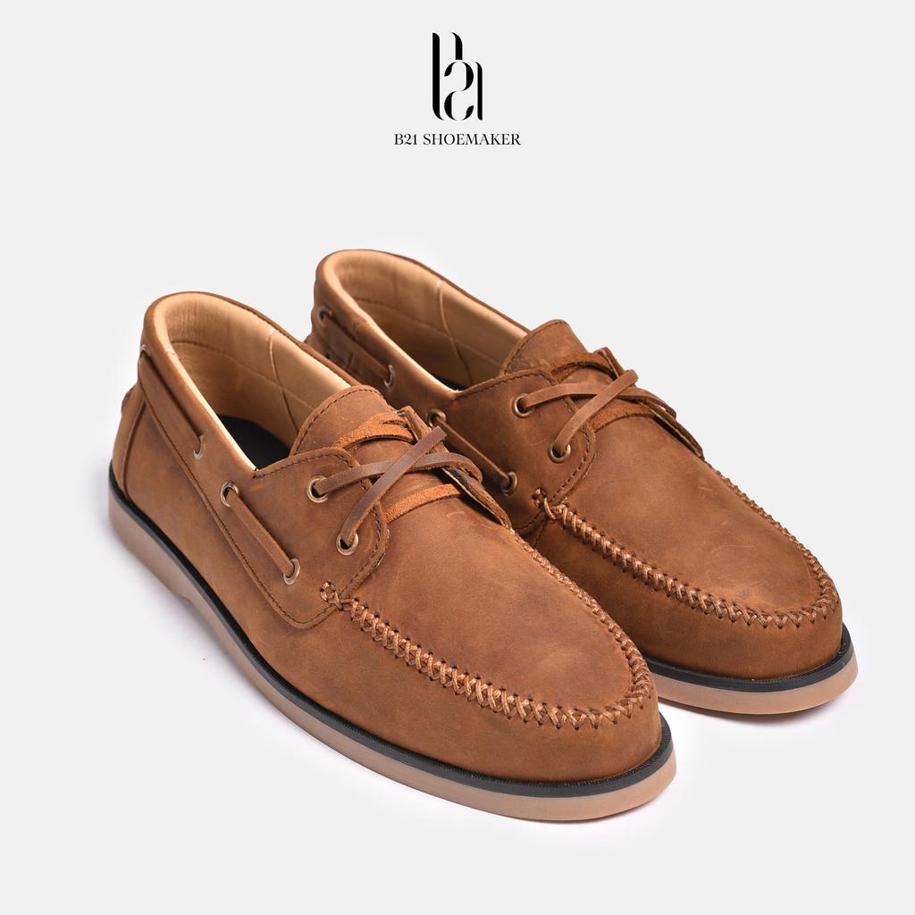 Giày Loafer Nam Da Bò Cao Cấp Sáp Lót Êm Chân Giày Lười Công Sở Phong Cách Vintage Nam Tính Full Box - B21 Shoemaker