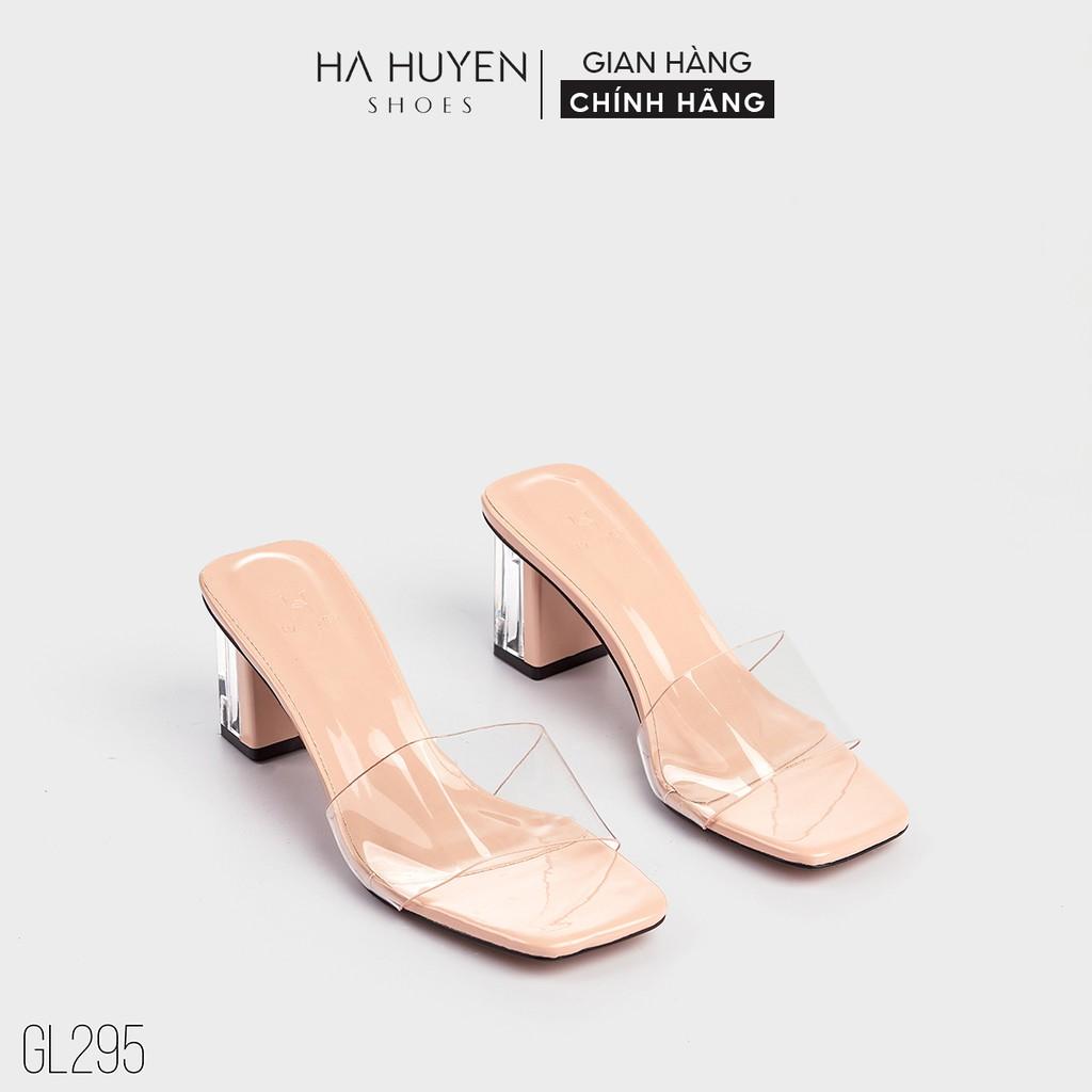 Guốc lê nữ Hà Huyền Shoes quai ngang trong gót vuông 5 phân thời trang - GL295