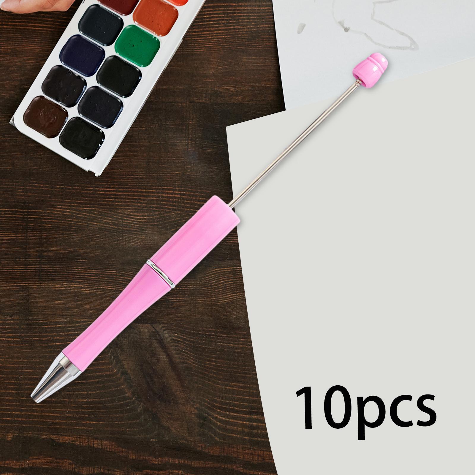 10 Pieces DIY Black Ink Pens Beaded Pens Ballpoint Pen Bead Pen for Birthday