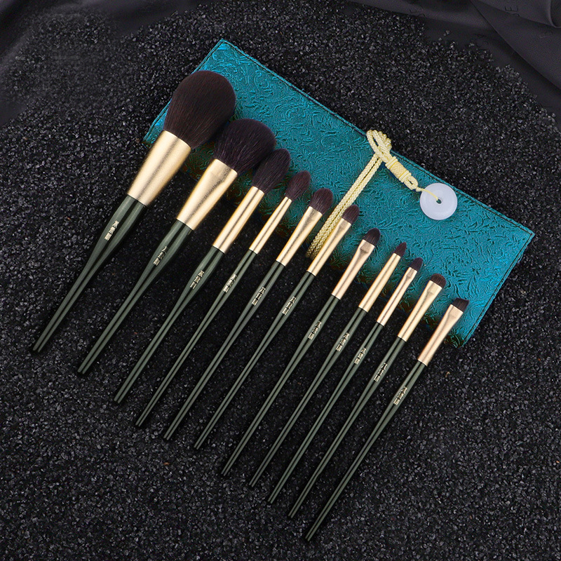 Bộ cọ lông ngựa 11 cây kèm túi đựng mydestiny dark green makeup brush set