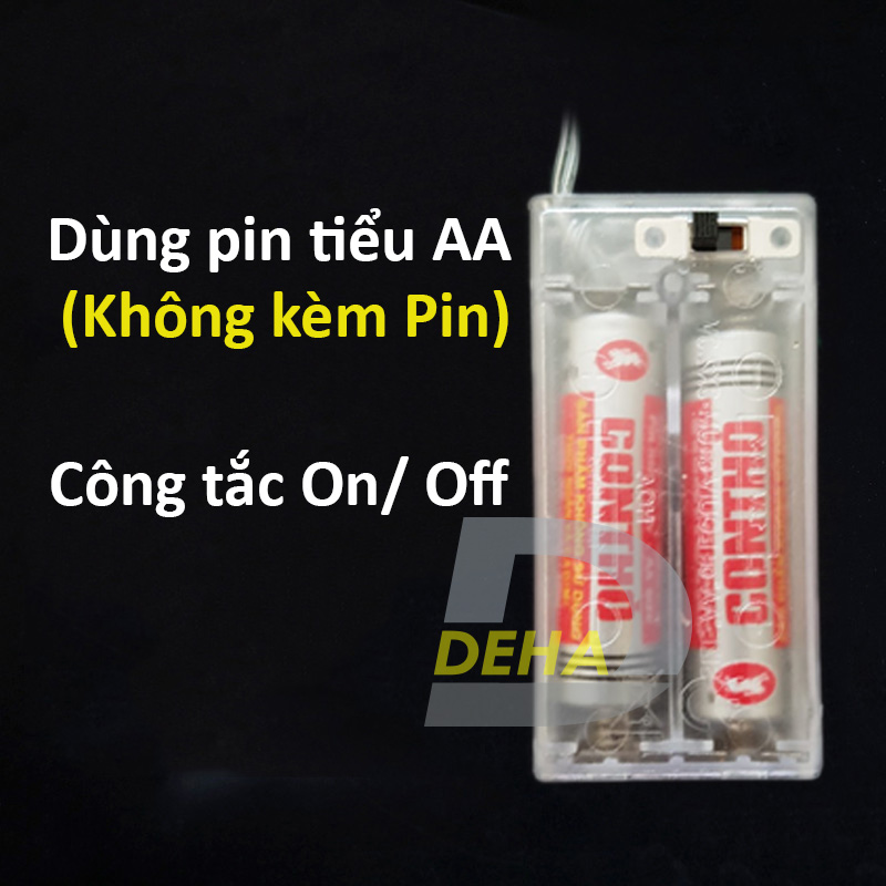 Dây đèn led đom đóm trang trí pin không nháy tiểu dây bóng đèn fairy light cao cấp, tinh tế sang trọng decor phòng, du lịch, lều trại, luôn sáng - Chính hãng DEHA