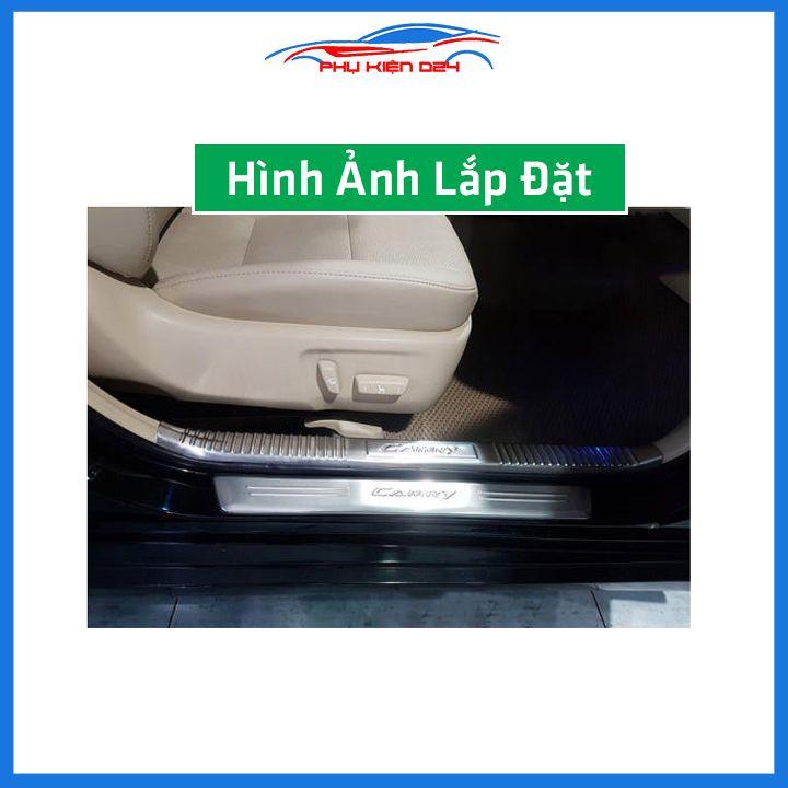 Bộ ốp bậc cửa trong ngoài Camry 2012-2013-2014-2015-2016-2017-2018 Inox chống trầy trang trí xe
