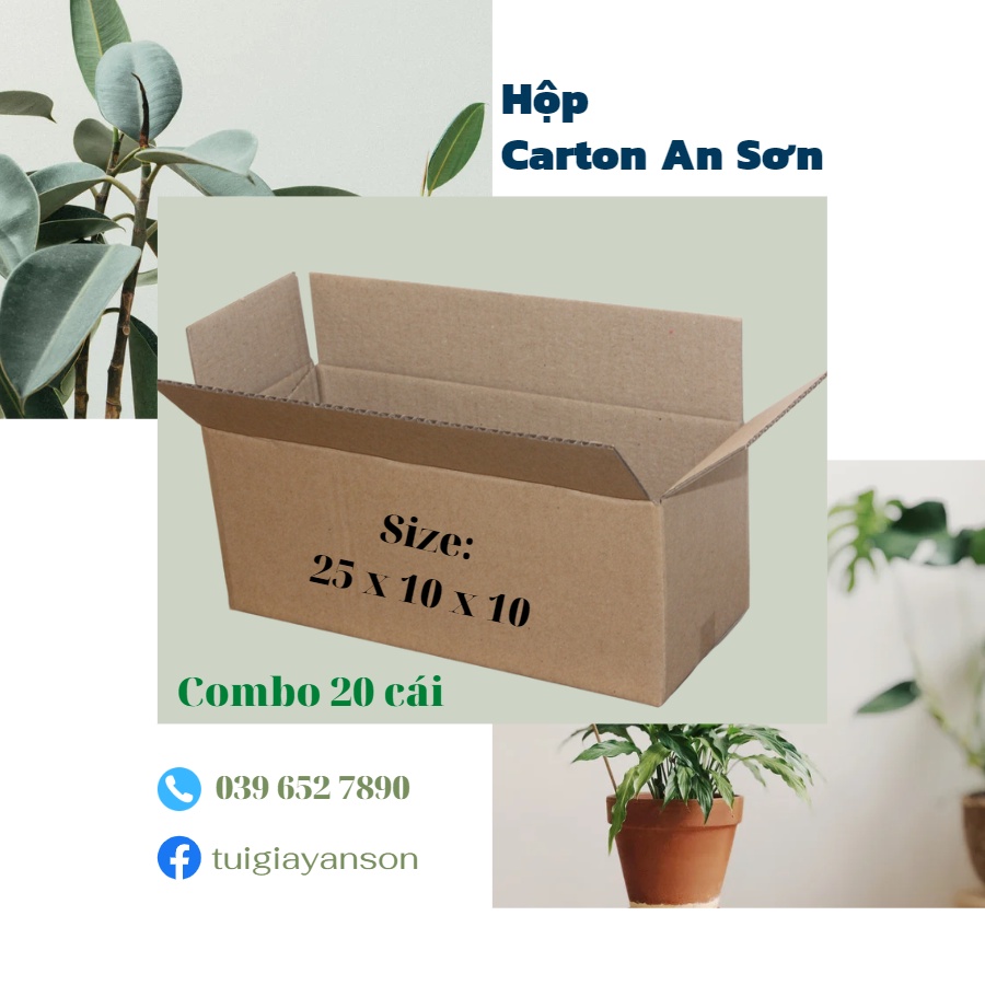 Combo 50 Hộp Bìa Carton Hộp Bìa Gói Hàng Ship Cod Dày Dặn KT 25x10x10cm