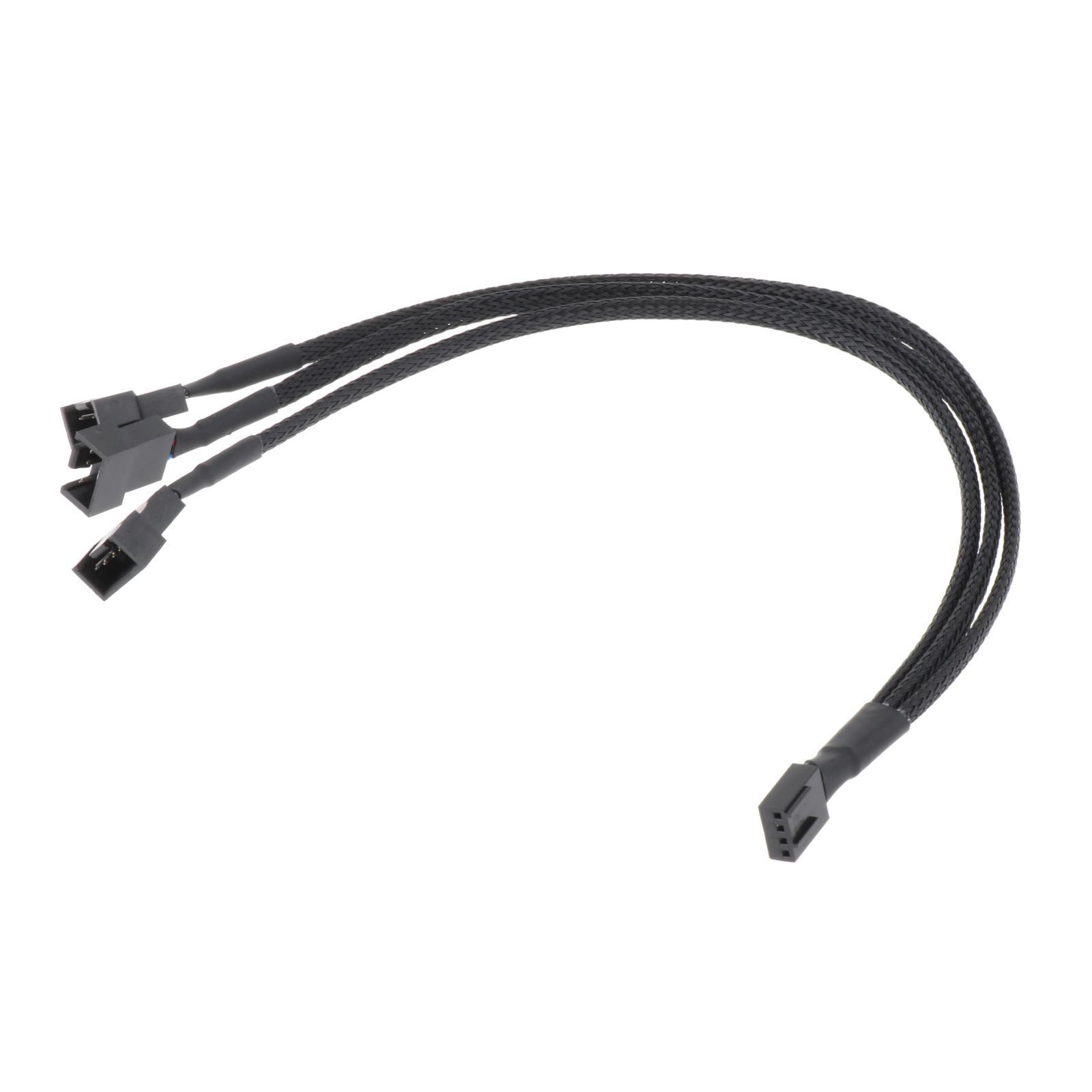 4 Pin PWM Splitter Cable Sleeved Splitter PC Cable CPU Cooling Fans Accessory High Performance PC Computer 26cm Cord Black