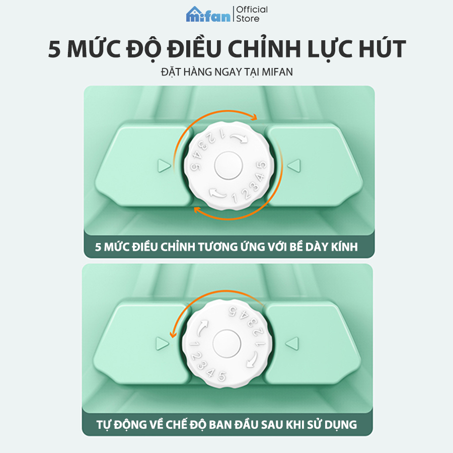 Bộ Lau Kính 2 Mặt Nam Châm Thông Minh MIFAN - Làm sạch cửa kiếng hai mặt nhà cao tầng chung cư - Nút điều chỉnh lực hút - Hàng chính hãng