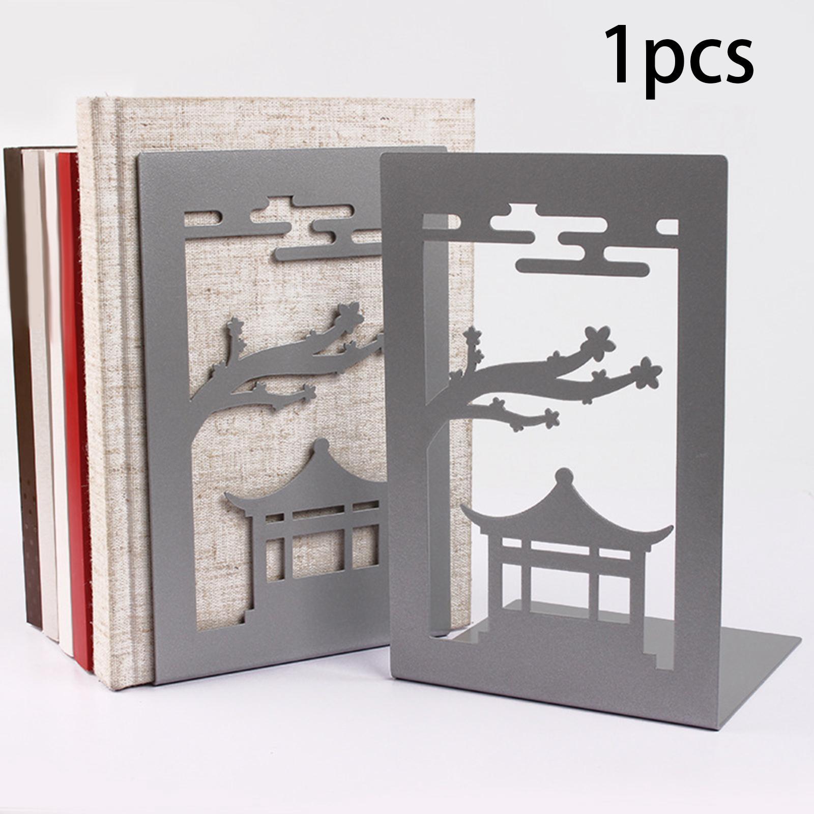 Metal Bookends Decorative Organizer Book Stoppers for Shelves Office Bedroom