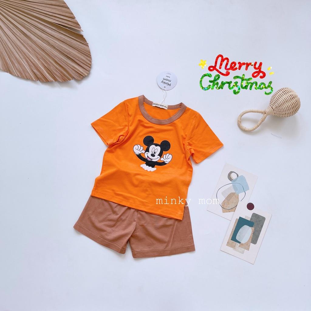 Bộ ngắn tay thun lạnh Mickey Noel Minky Mom cho bé trai bé gái từ 7-32kg - Hàng chuẩn loại 1