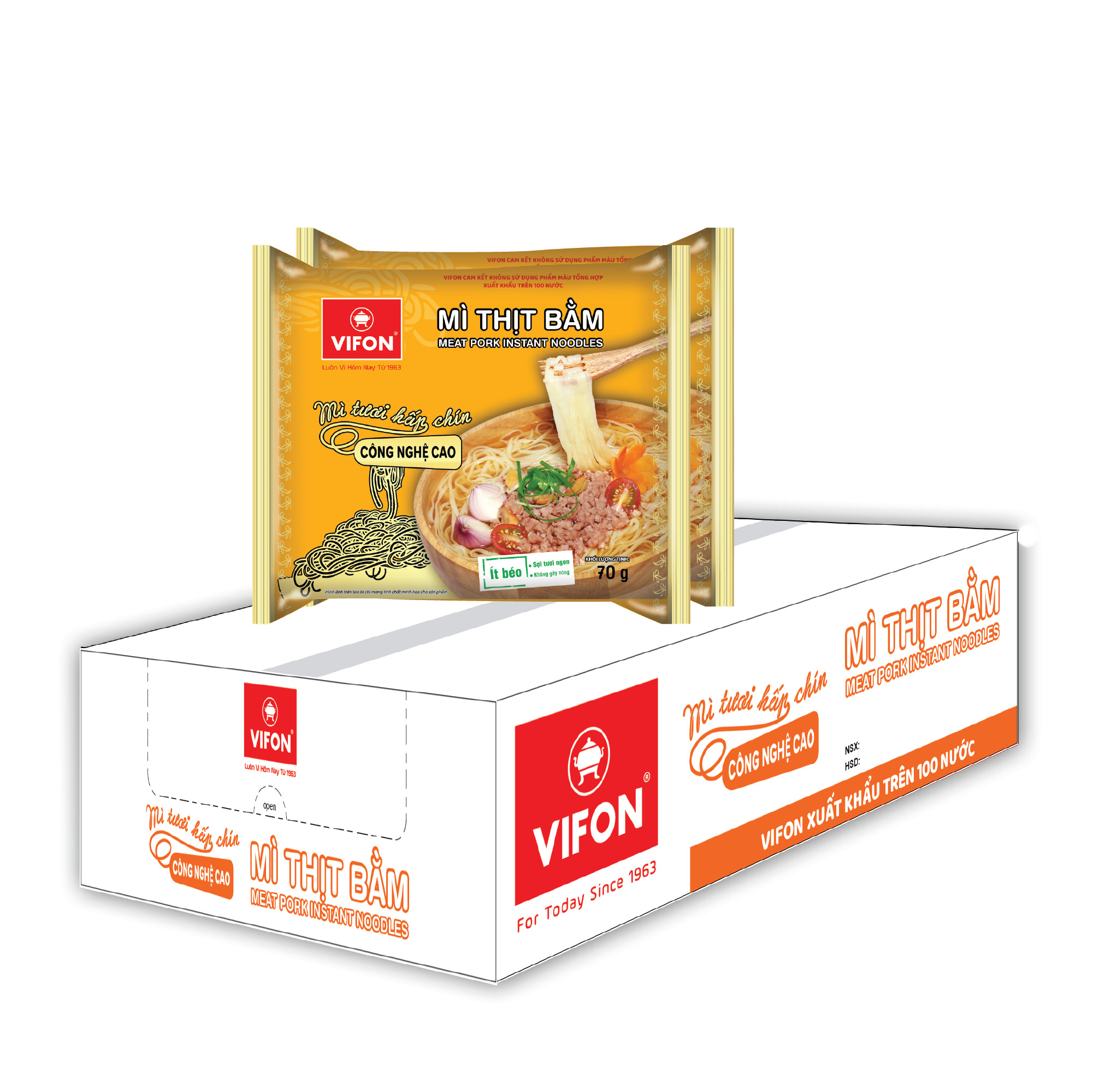 Thùng 30 Gói Mì Tươi VIFON vị Thịt Bằm (70gr/Gói)