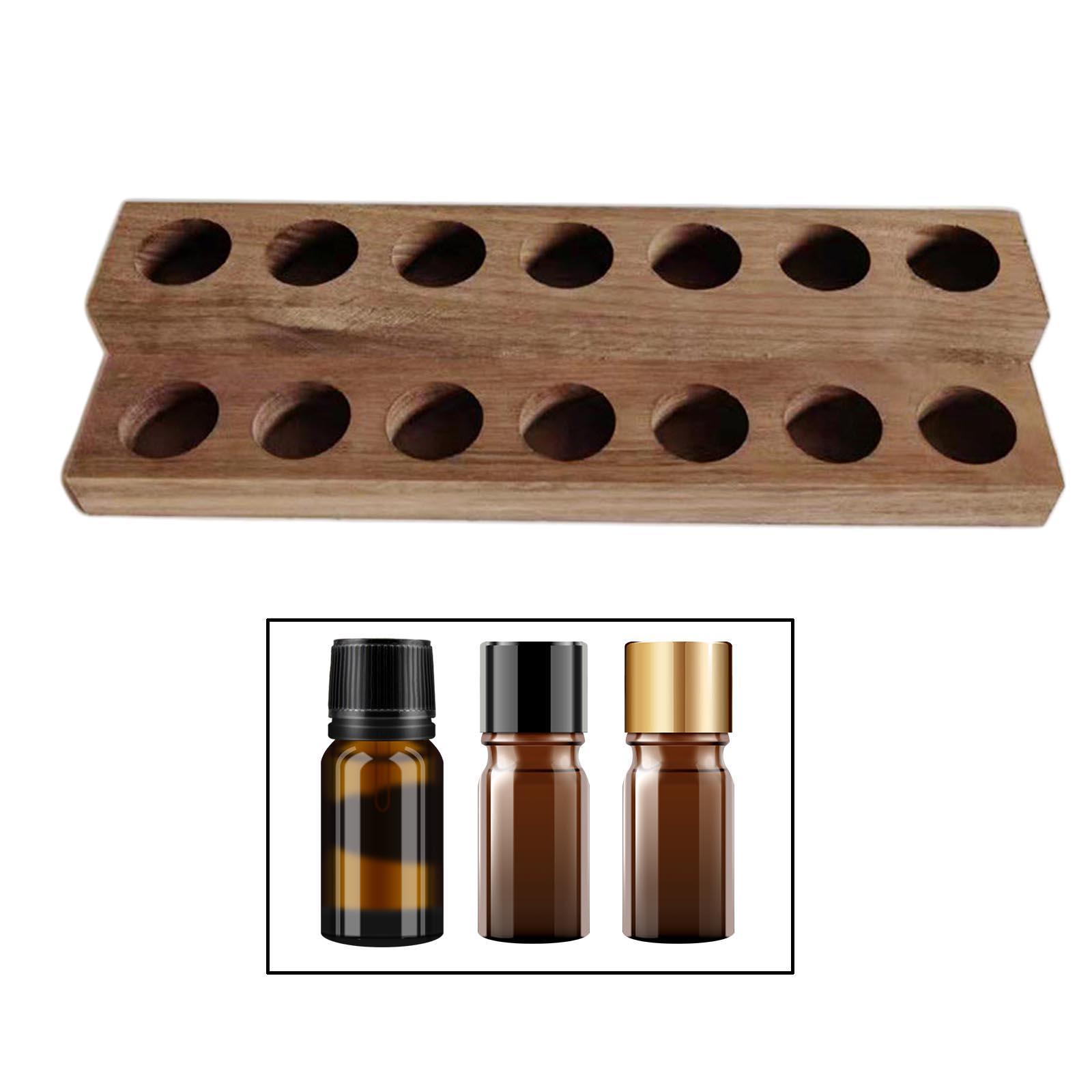 2-Tier Essential Oil Display Stand 10ml Bottles Storage Rack Shelf Walnut