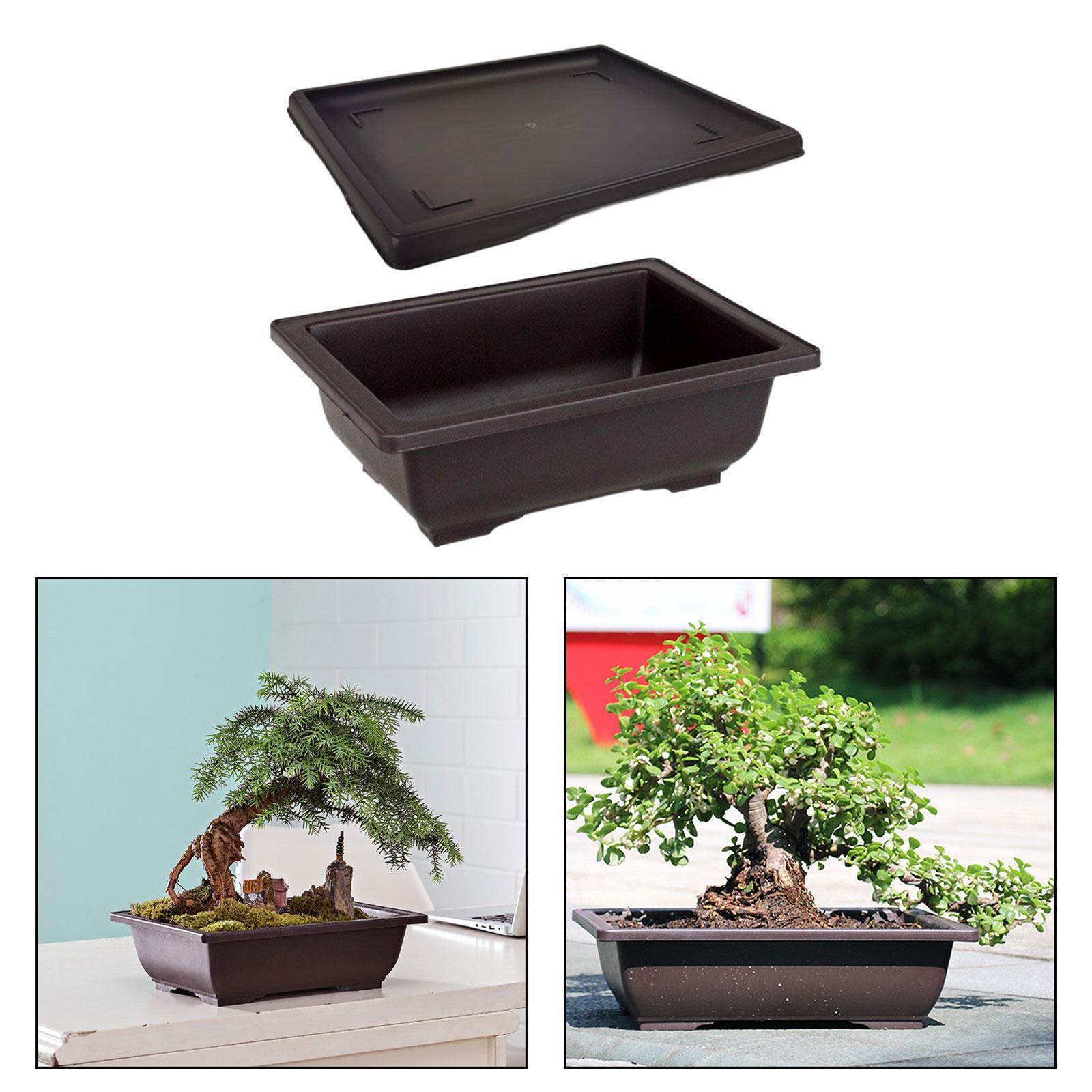 Training Pots with Tray Flowerpots Potted Sturdy Plants Growing Pot Bonsai Training Pots Multifunction Large for Office Table Indoor Balcony