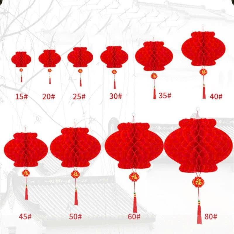 TÚI 10 ĐÈN LỒNG GIẤY ĐỎ trang trí Tết, quả cầu đỏ treo cây decor năm mới