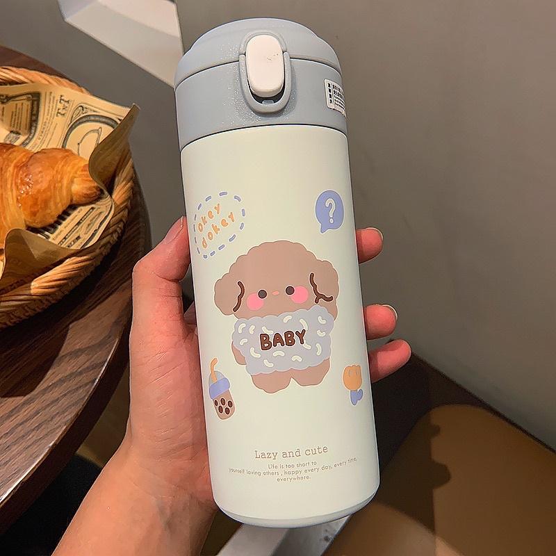 Bình giữ nhiệt hoạt hình 380ml dễ thương có ống hút