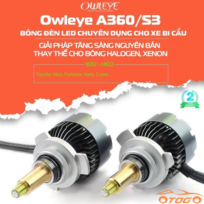 Đèn Led Ô Tô OWLEYE A360/S3 Chân 9012 58W – Bản Nâng Cấp Mới