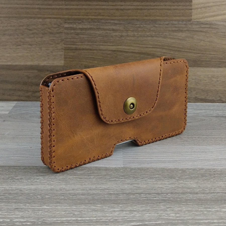 Bao Da Đeo Lưng dành cho Samsung Galaxy Note 10 Plus Dạng Hộp Da Sáp Nâu Bò