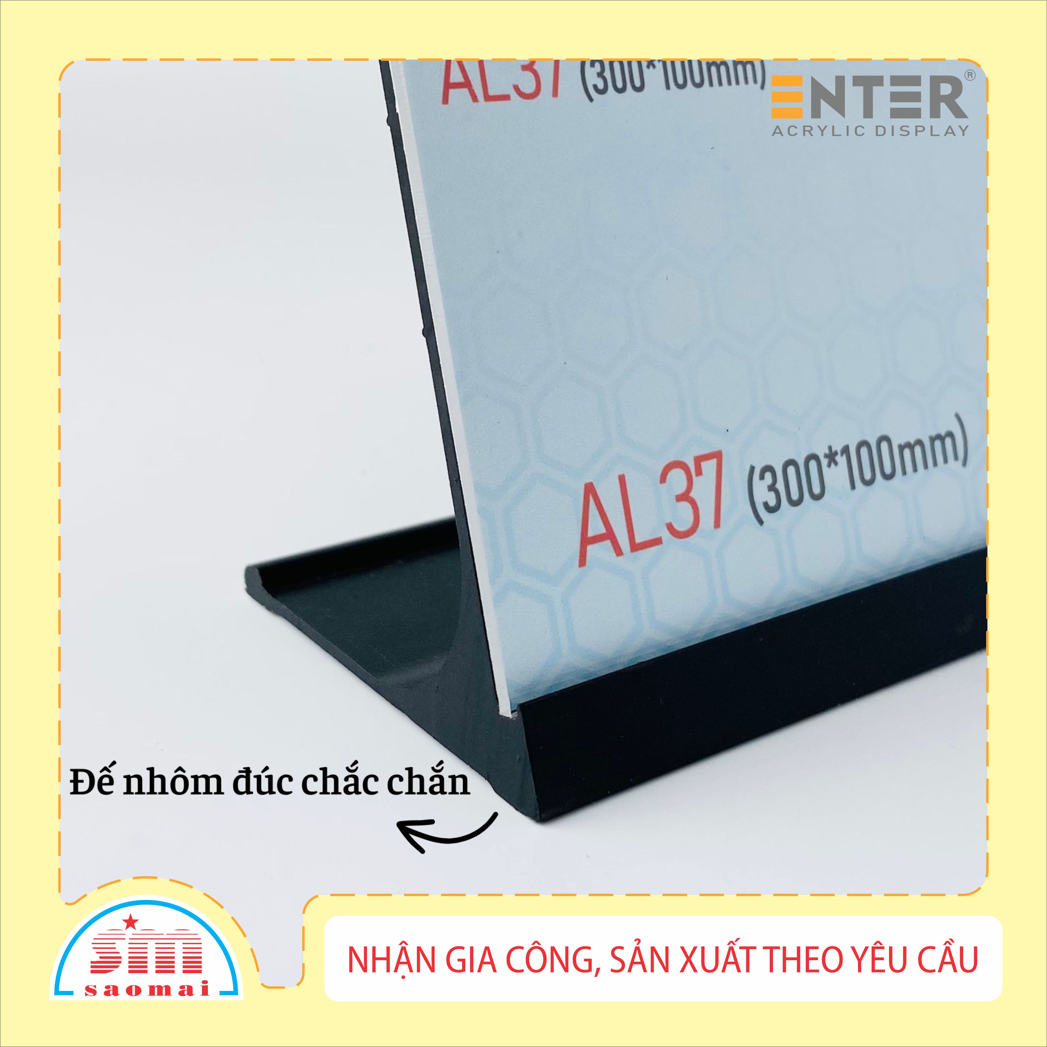 Bảng thông tin để bàn nhôm Enter AL37 300x100mm