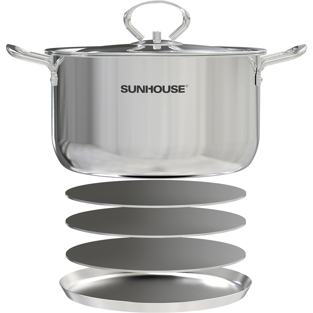 Bộ nồi chảo inox 5 đáy Sunhouse SHG995