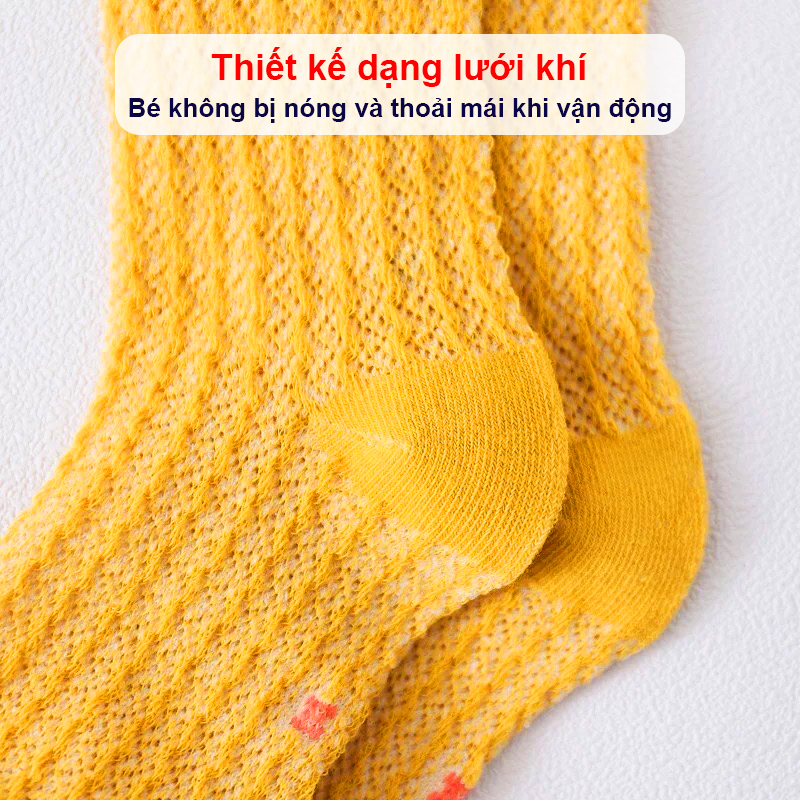 Vớ tất lưới cổ cao cho bé 0-3 tuổi chất cotton chống muỗi chống trơn trượt hình thú đủ màu sắc bắt mắt – T019