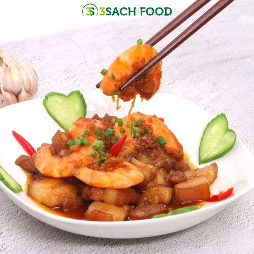 Tôm Rim Ba rọi 3S khay 400gr - Nguyên liệu đã được sơ chế