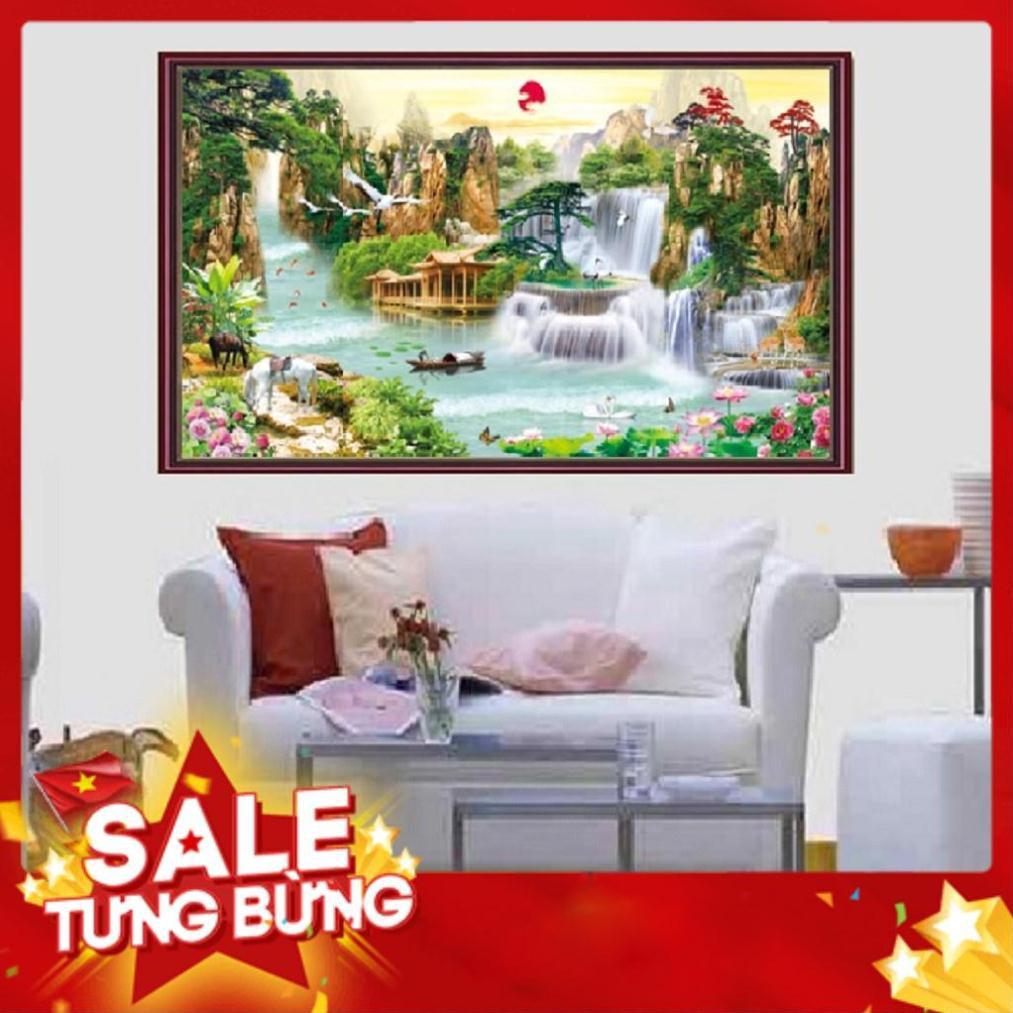 150*75CM TRANH ĐÍNH ĐÁ PHONG CẢNH LƯU THỦY SINH TÀI TRANH CHƯA ĐÍNH LV300