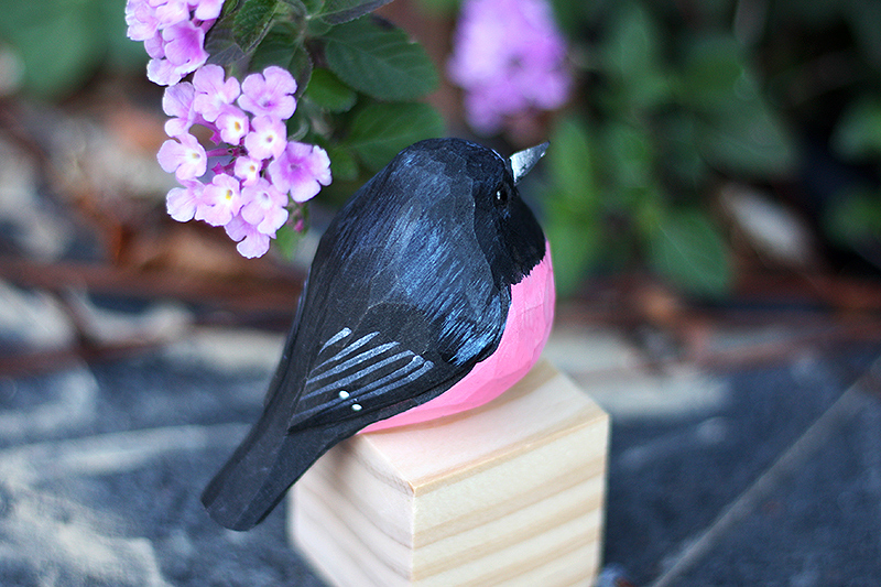 Tượng Chim Gỗ Pink Robin