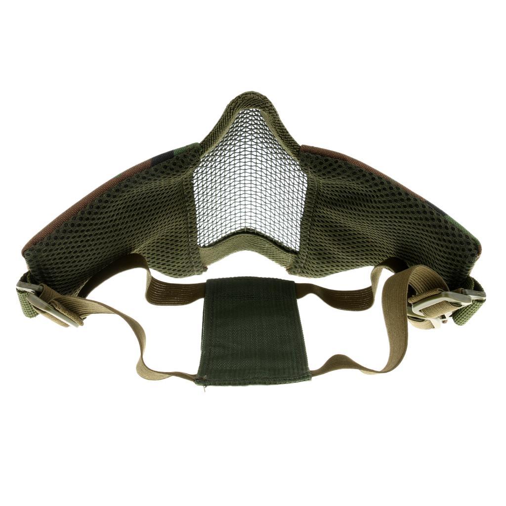 Half Face Lower Mask Metal Steel Mesh Adjustable Hunting Mask for Paintball Army CS