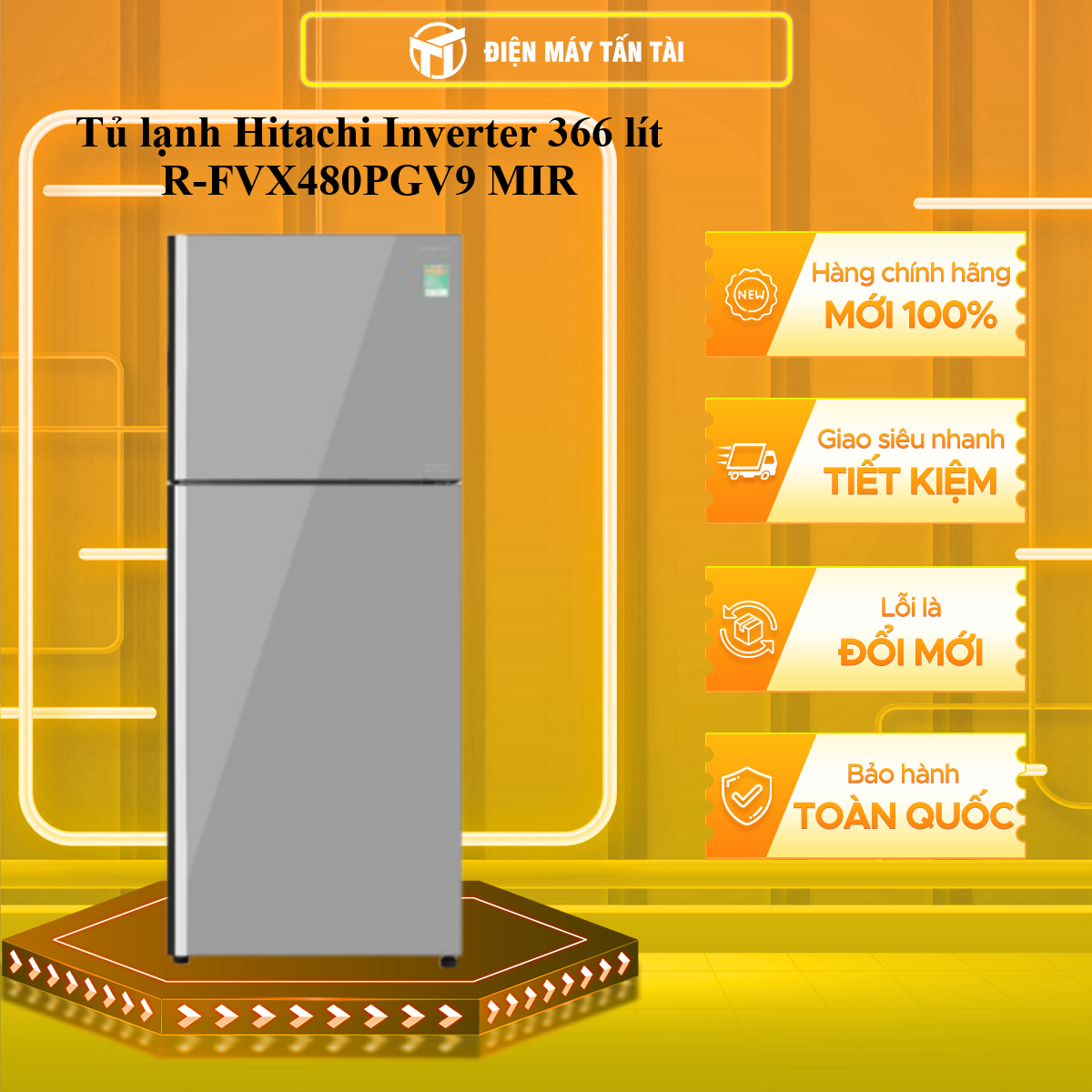 Tủ lạnh Hitachi Inverter 366 lít R-FVX480PGV9-MIR - HÀNG CHÍNH HÃNG
