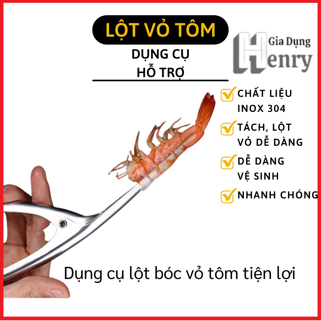 Dụng cụ tách vỏ tôm - Kẹp lột vỏ hải sản - Dụng cụ lọt vỏ tôm siêu nhanh - Dụng cụ rút chỉ tôm - HENRYSA