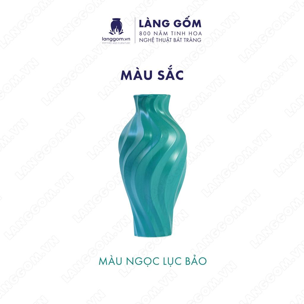 Bình hoa, lọ hoa Gốm sứ Bát Tràng cao cấp Men mát lượn sóng dùng làm quà tặng, trang trí - Làng Gốm Bát Tràng