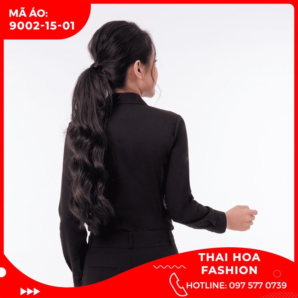 ÁO SƠ MI NỮ THÁI HÒA PHONG CÁCH CÔNG SỞ 9002-15-01 MÀU ĐEN DÀI TAY