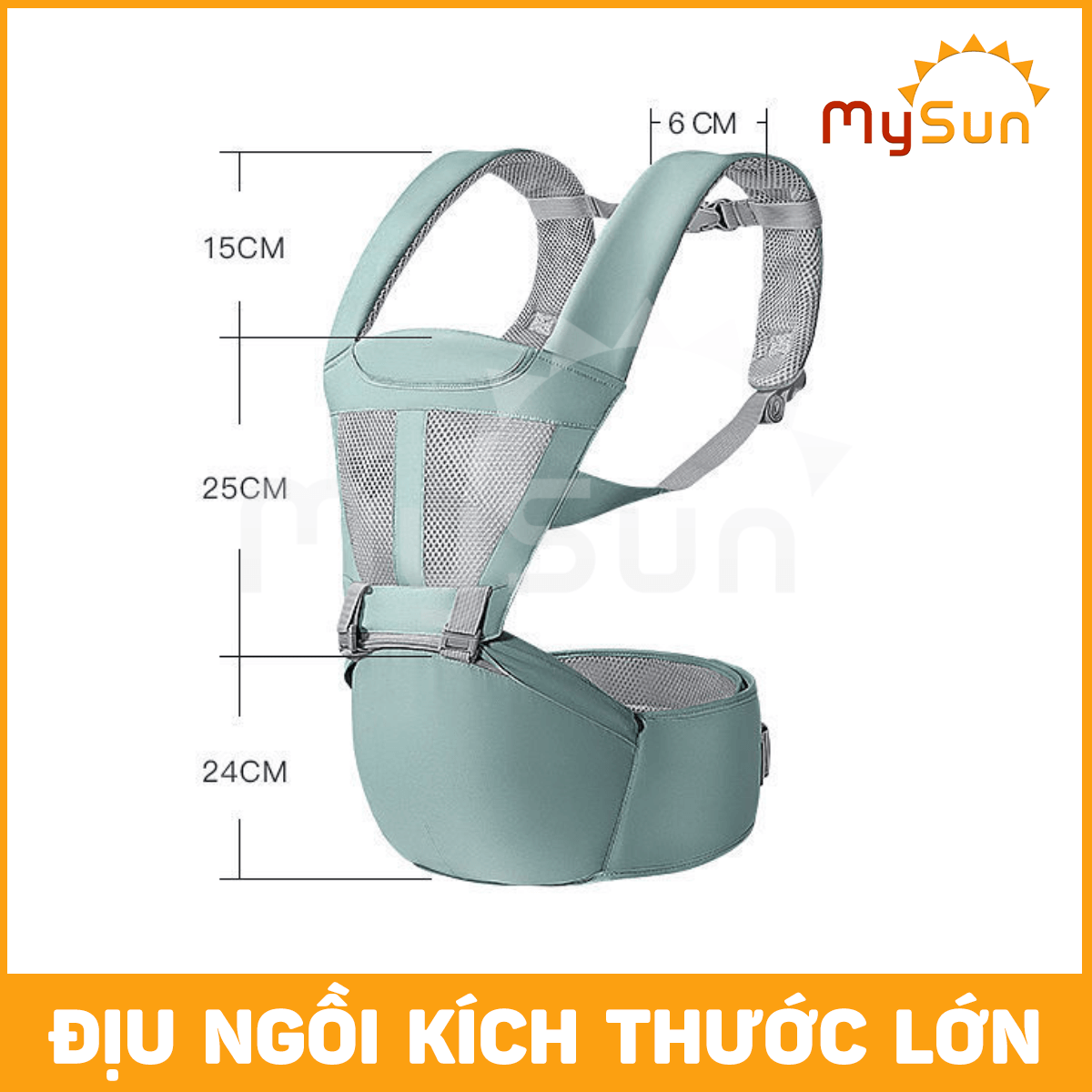 Đai địu vải lưới có bệ ngồi 4 tư thế cho trẻ sơ sinh, em bé 1 2 3 … 36 tháng tuổi đi xe máy MySun