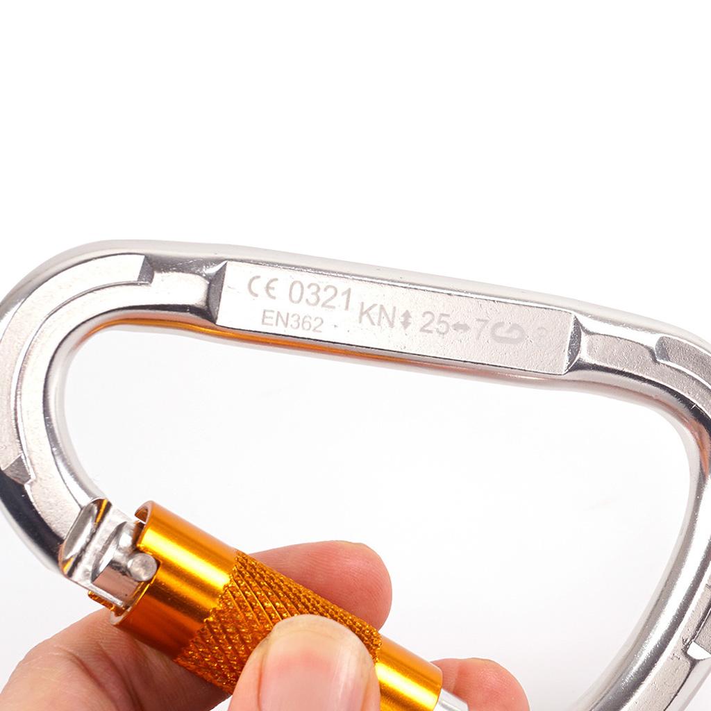 50KN Figure 8 Descender, 25KN D-Shape Carabiner Hook Climbing Mountaineering