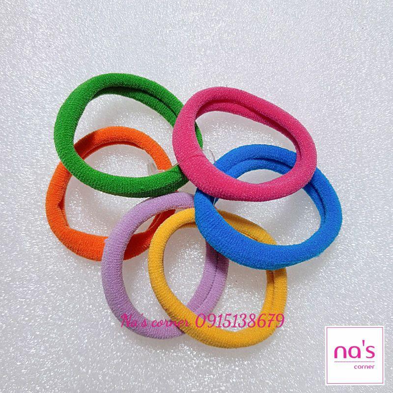 Set 6 sợi thun cột tóc loại 1 trơn lớn, buộc tóc mịn dày bền chắc