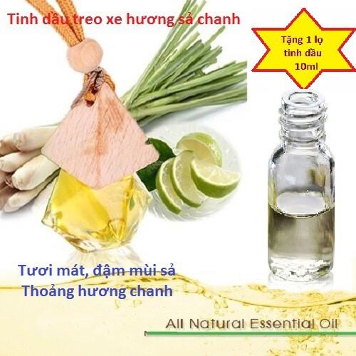 Tinh dầu treo xe, treo phòng Hương Sả chanh tặng 1 lọ tinh dầu 10ml