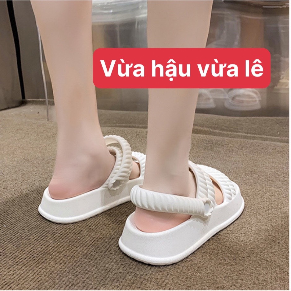 Dép bánh mì 2 quai ngang sandal nữ quai hậu độn đế 3cm kiểu ulzzang basic đi mưa D151