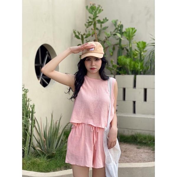 Set bộ form rộng thoải mái 2 màu hồng xanh