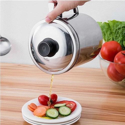 Ca Lọc Dầu Ăn Inox Hiện Đại - Lọc Cặn Mỡ Tiện Lợi - Tặng Kèm 1 Khăn Lau Bếp Siêu Mềm Mịn