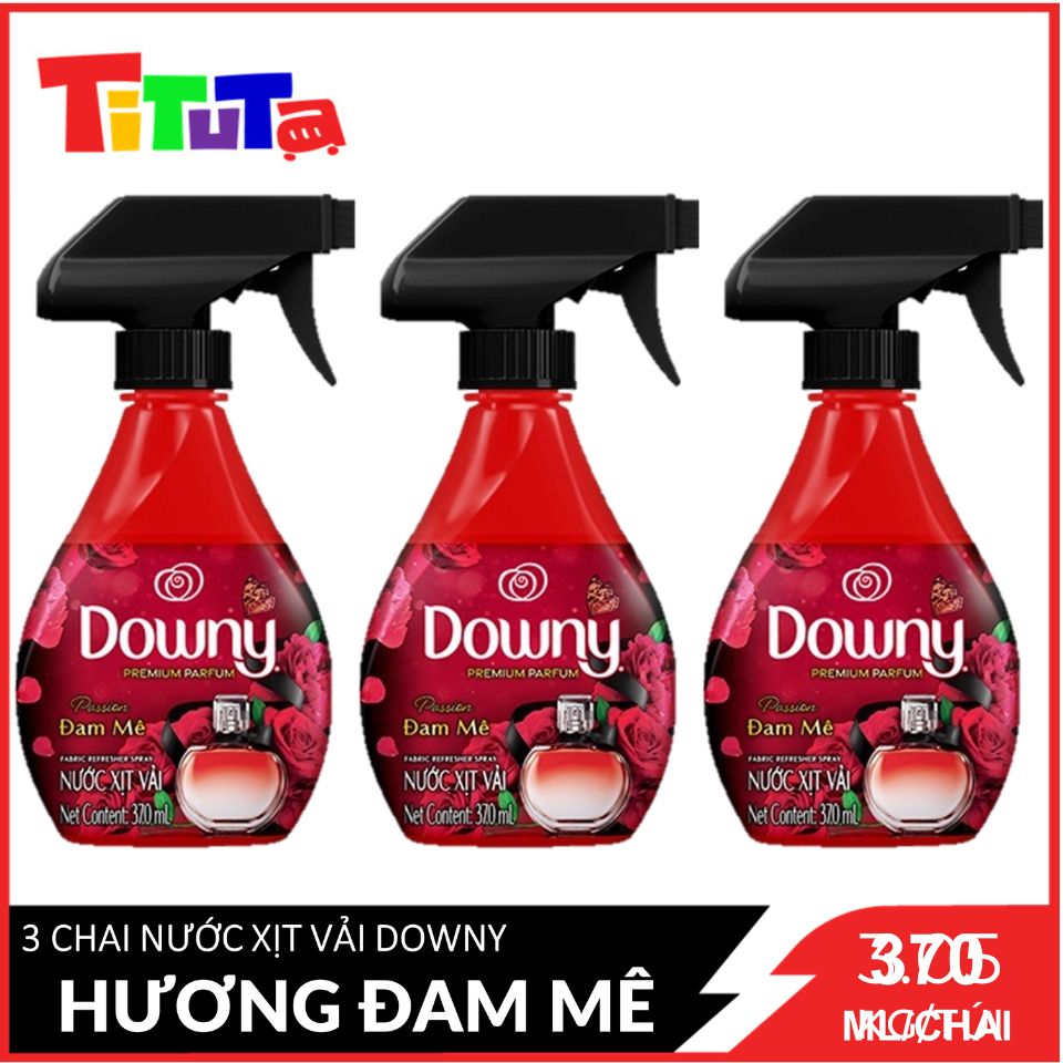 Combo 3 Chai Xịt Vải DOWNY Khử Mùi Và Chống Khuẩn 99.9% Hương Đam Mê Chai 370ML x3