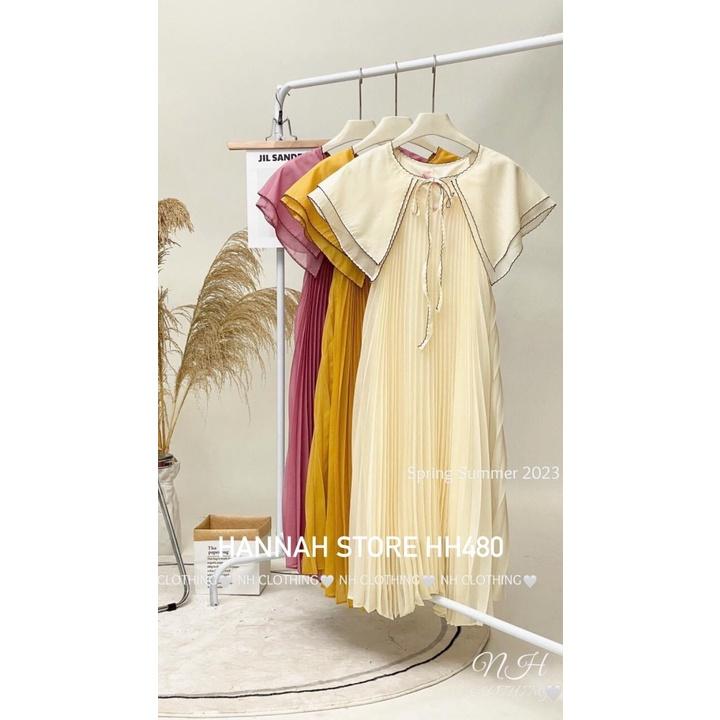 ĐẦM DỰ TIỆC, ĐẦM ĐI CHƠI, ĐẦM BABYDOLL DẬP LY CỔ ĐẮP DÁNG XÒE CỰC SANG CHẢNH - Gold