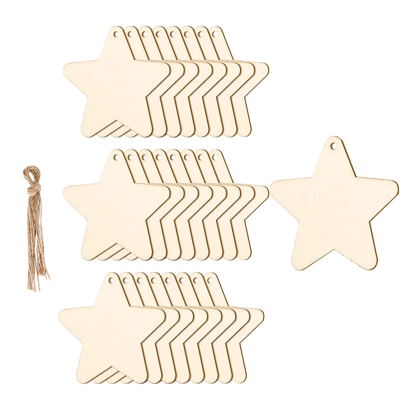 25x Unfinished Wood Slices Wooden Craft Shapes with Ropes for Crafts Holiday