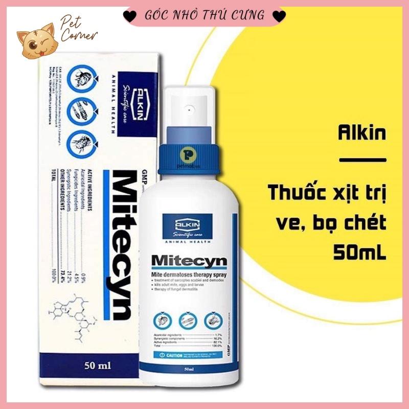 Xịt ve rận, ghẻ ngứa, viêm da cho chó mèo Mitecyn 50ml