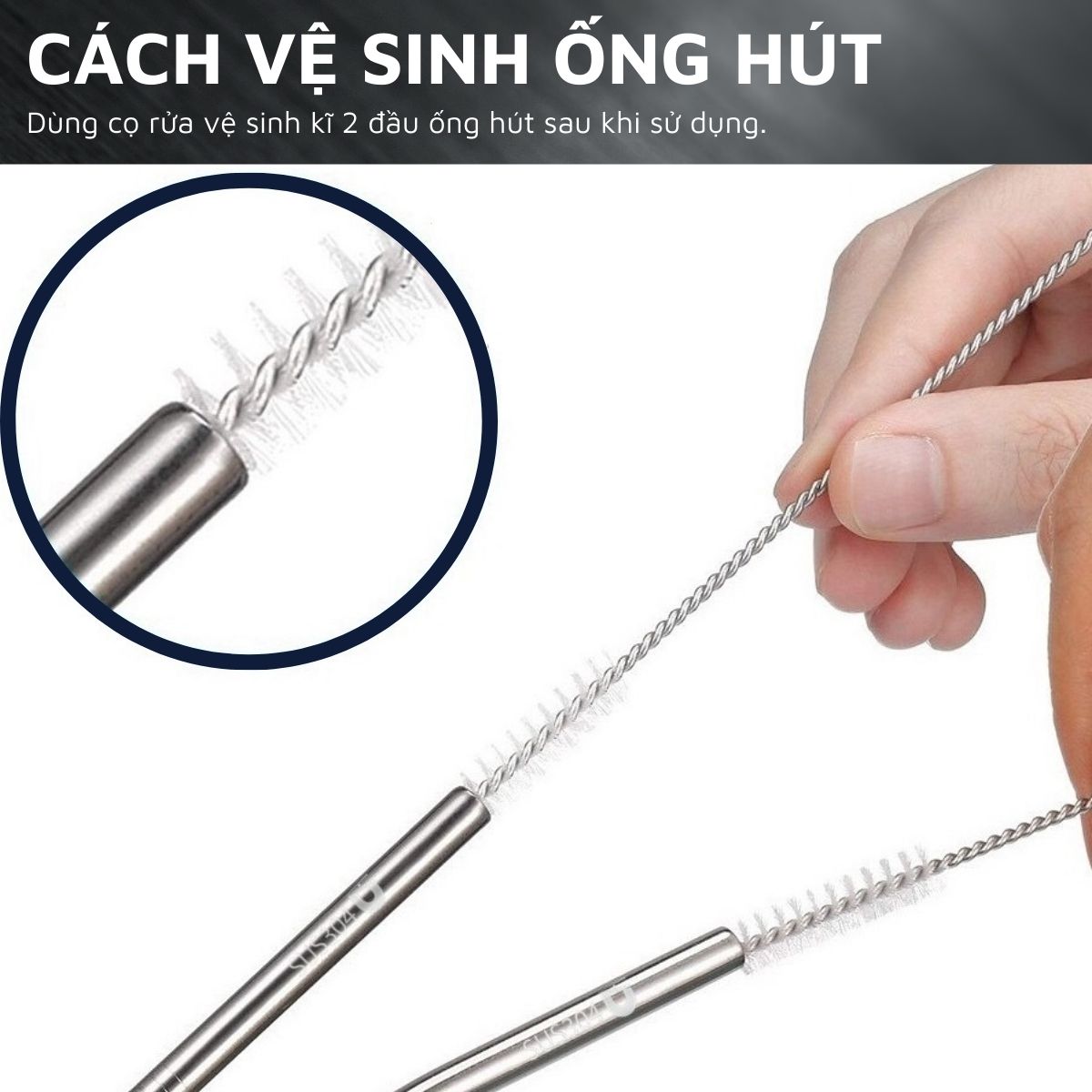 Bộ 4 ống hút Inox 304 kèm cọ rửa DandiHome