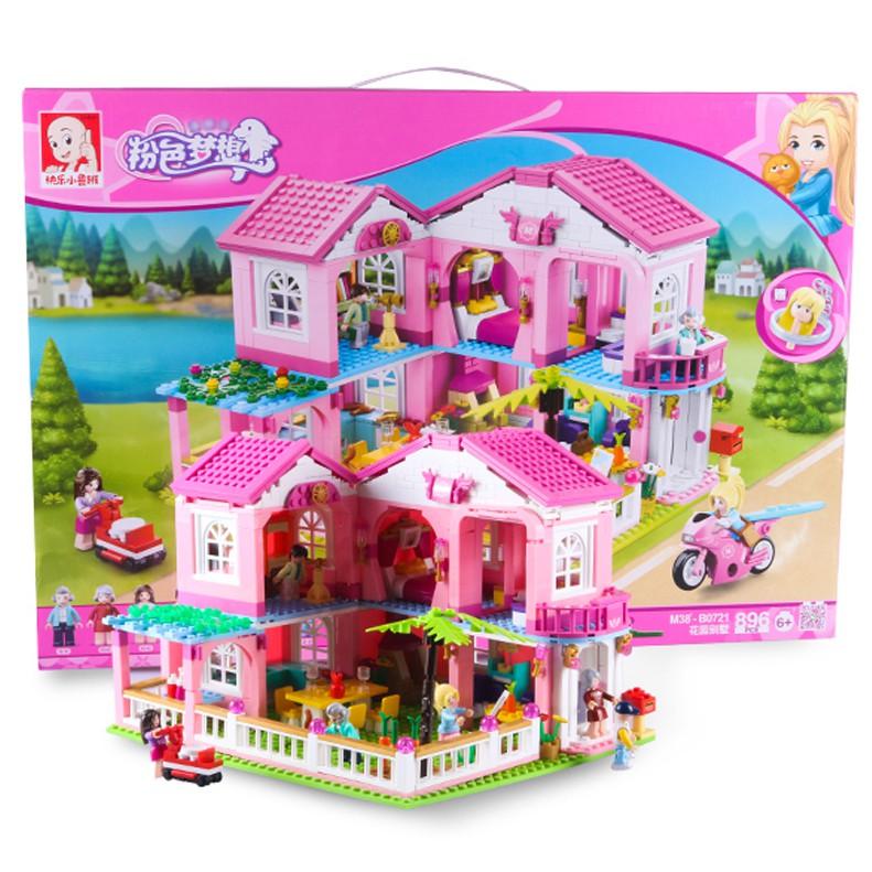 Đồ Chơi Lắp Ráp Kiểu LEGO FRIENDS Cho Bé Gái Mô Hình Biệt Thự Garden Villa Pink Sluban M38-B0721 Với 896 Mảnh Ghép