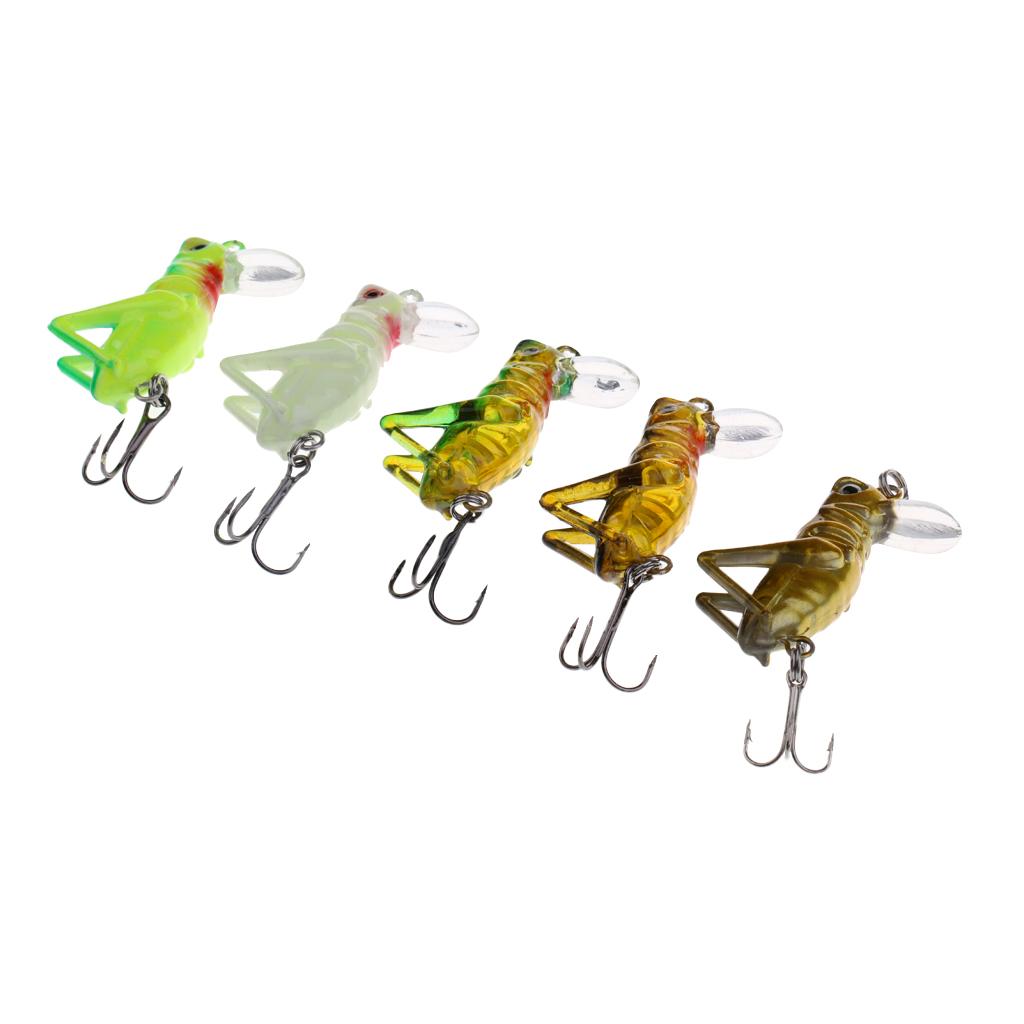 5Pcs Insects Fishing Lures Hard Baits Floating Simulation Grasshopper Lures