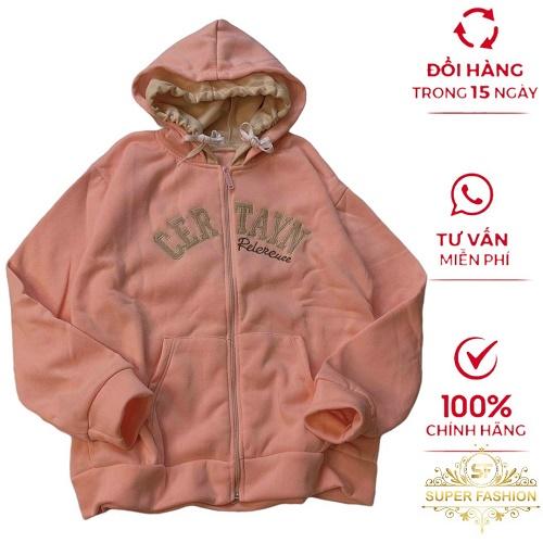 Áo Hoodie Nữ SUPER FASHION From Rộng Nỉ PE Có 2 Nón Lớn Form Rộng