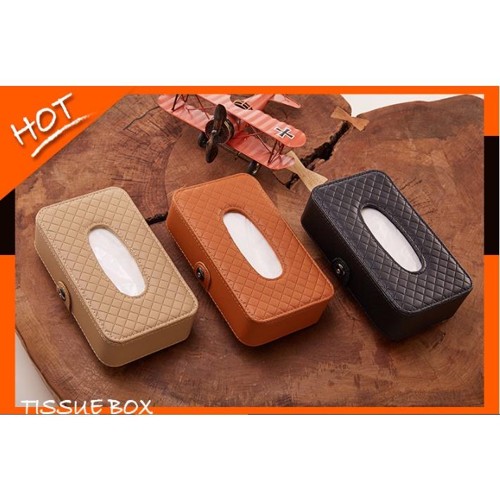 Hộp đựng khăn giấy trên ô tô bằng da cao cấp, tiện lợi trên xe hơi- Hoàng Đông Shop